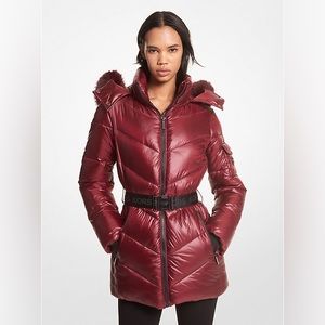 NWOT - MICHAEL Michael Kors Michael Kors Faux Fur Trim Quilted Ciré Jacket